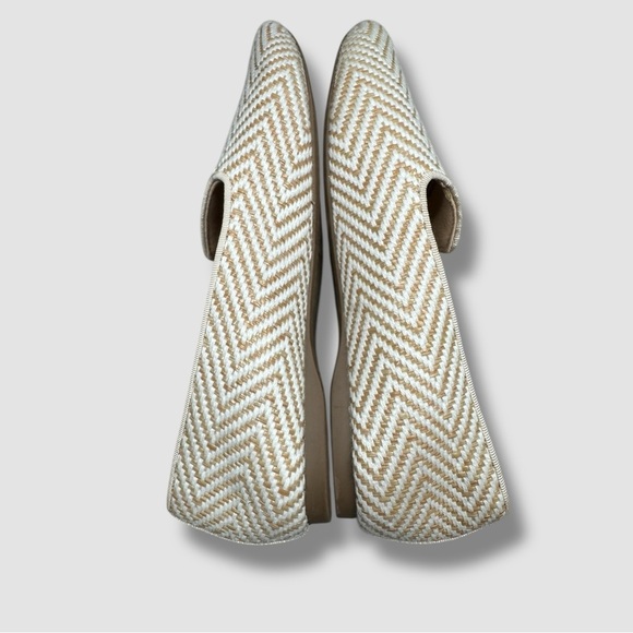 Birdies Heron Woven Loafers Size 7 Chevron Chai White Tan Closed Toe - Picture 10 of 12